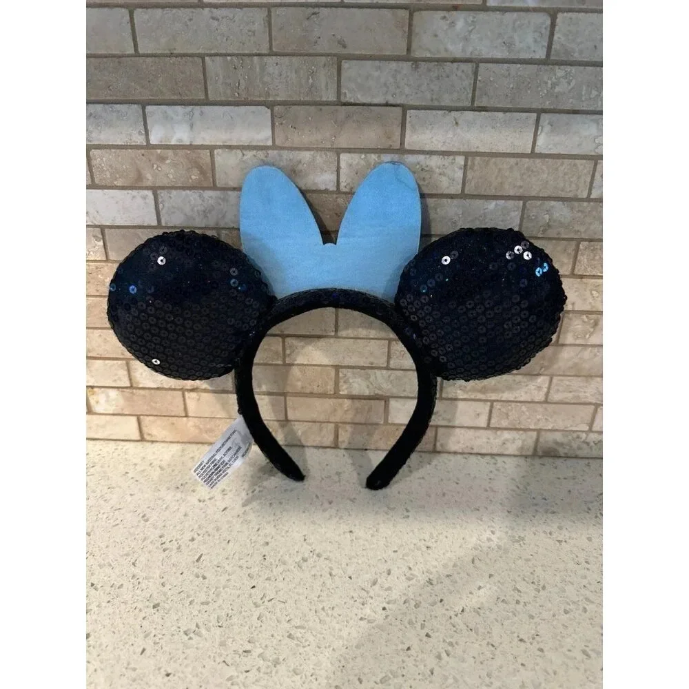 Disney Parks 60th Anniversary Minnie Mouse Ears Headband‎ Blue Jeweled Bow. G6